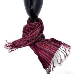 Colorful Metallic Threaded Fringed Rectangular Fashion Scarf Wrap Boho Gypsy